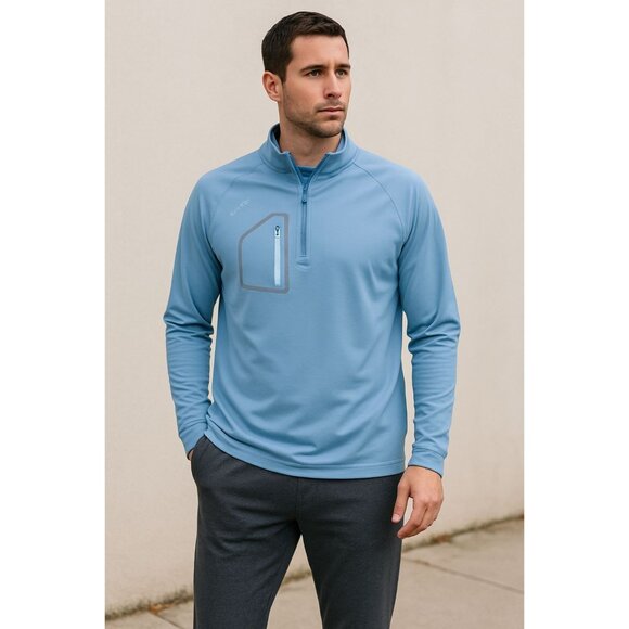 Peter Millar Performance Quarter Zip Pullover Mens M Blue Long Sleeve Athleisure - Picture 1 of 12
